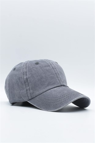 Washed Fabric Cotton Grey Womens Hat Cap