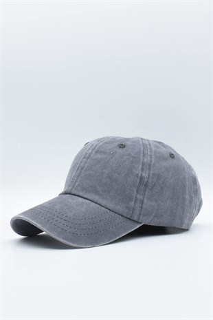 Washed Fabric Cotton Grey Womens Hat Cap