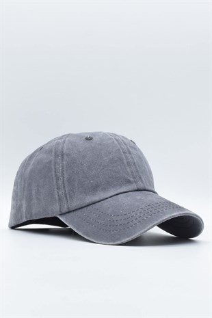 Washed Fabric Cotton Grey Womens Hat Cap