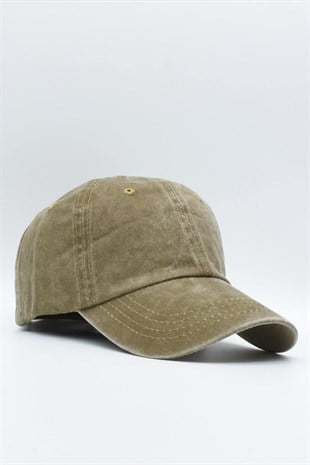 Washed Fabric Cotton Khaki Womens Hat Cap
