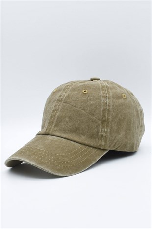 Washed Fabric Cotton Khaki Womens Hat Cap