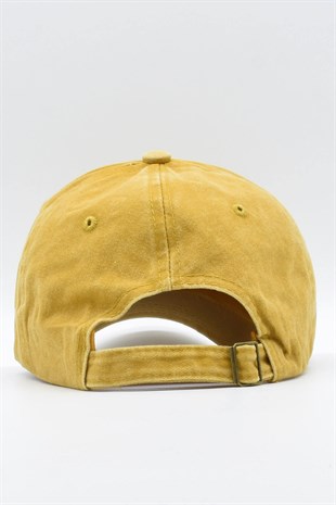 Washed Fabric Cotton Mustard Womens Hat Cap