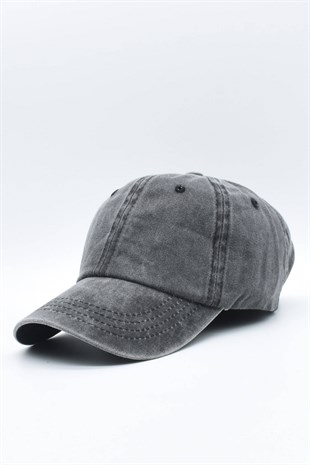 Washed Fabric Cotton Black Womens Hat Cap