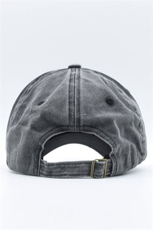 Washed Fabric Cotton Black Womens Hat Cap