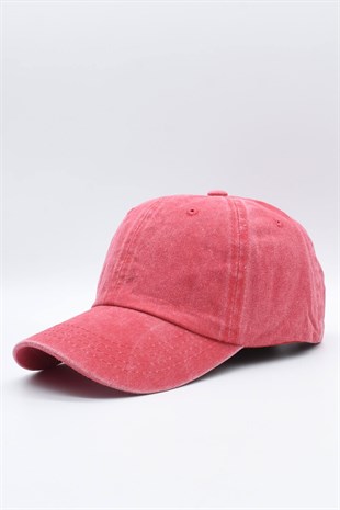 Washed Fabric Cotton Salmon Womens Hat Cap
