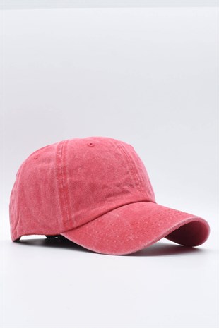 Washed Fabric Cotton Salmon Womens Hat Cap