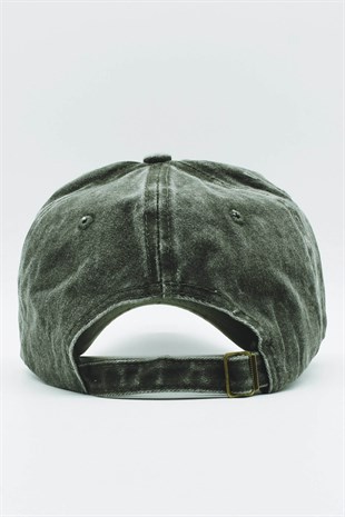 Eskitme Kumaş Pamuklu Yeşil Kadın Şapka Kep