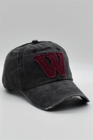 Womens Anthrachite Washed Vintage Cap Hat