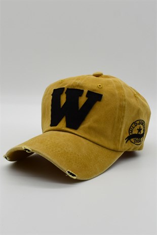 Womens Mustard Washed Vintage Cap Hat