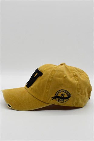Womens Mustard Washed Vintage Cap Hat
