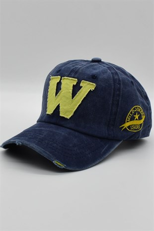 Womens Navy Washed Vintage Cap Hat