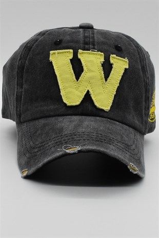 Womens Black Washed Vintage Cap Hat