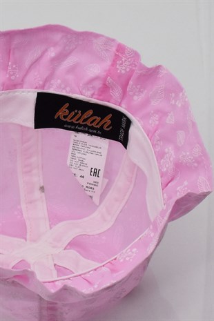 Kız Çocuk Pembe %100 Pamuk Dokulu Şapka 1-4 Yaş