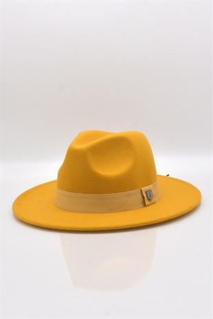 Erkek Sarı Fedora Fötr Panama Şapka
