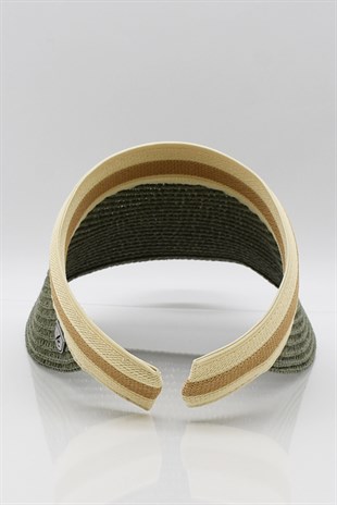 Kadın Vizör Hasır Plaj Şapkası Haki