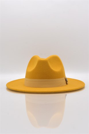 Kadın Sarı Fedora Şapka