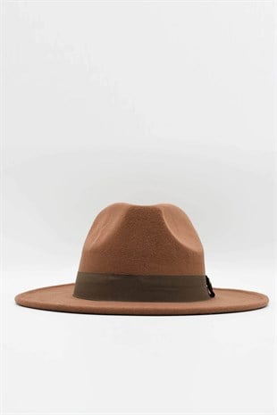 Erkek Taba Şapka Trend Fötr Kovboy Fedora Şapka
