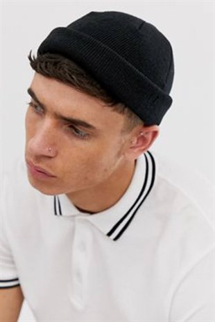 Erkek Siyah Örgü Docker Bere Skullcap