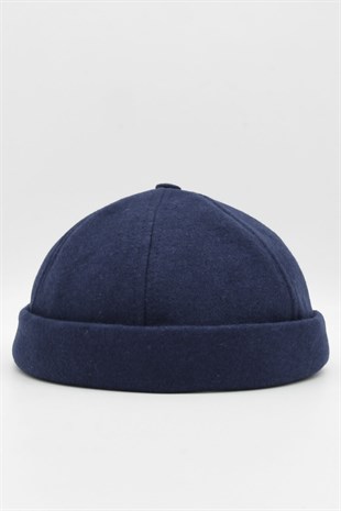 Kışlık Yeni Stil Yün Retro Hip-Hop Docker Şapka Lacivert