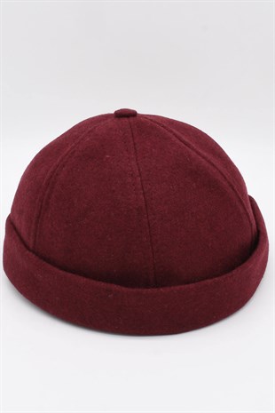 Kışlık Yeni Stil Yün Retro Hip-Hop Docker Şapka Bordo