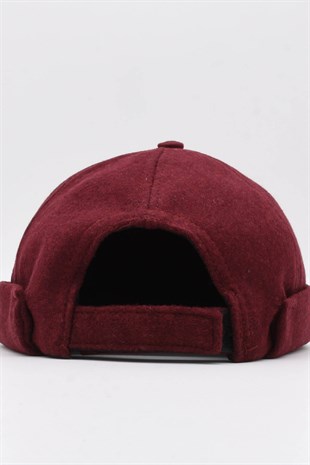 Kışlık Yeni Stil Yün Retro Hip-Hop Docker Şapka Bordo