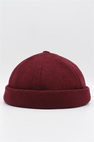Kışlık Yeni Stil Yün Retro Hip-Hop Docker Şapka Bordo