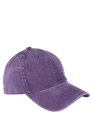 Womens Washed Purple Baseball Hat Cap