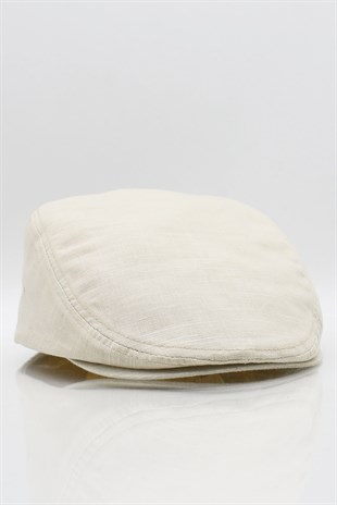 Mens Cotton Beige Flat Cap