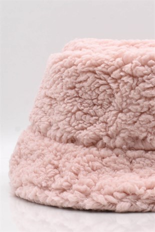 Kadın Kışlık Suni Kürk Peluş Pembe Şapka