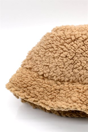 Kadın Kışlık Suni Kürk Camel Peluş Şapka