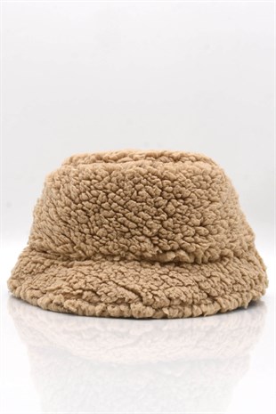 Kadın Kışlık Suni Kürk Camel Peluş Şapka