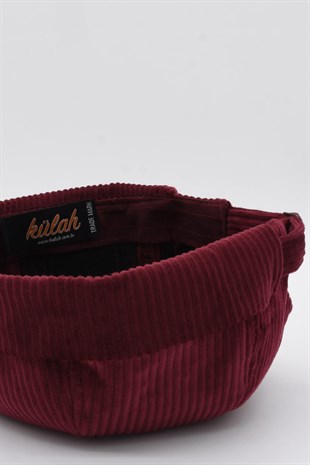 Kadın Bordo Kadife Docker Bere Katlamalı Cap Şapka
