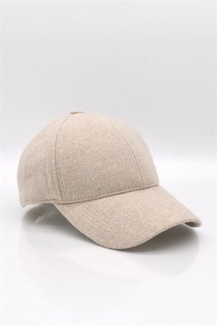 Womens Beige Winter Baseball Cap Hat