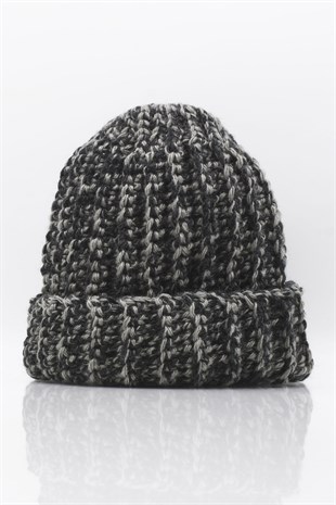 Hand Made Handmade Winter Beanie Muline Beige-Black