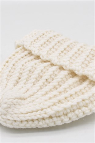 Womens Handmade Cream Beanie