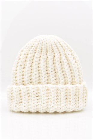Womens Handmade Cream Beanie