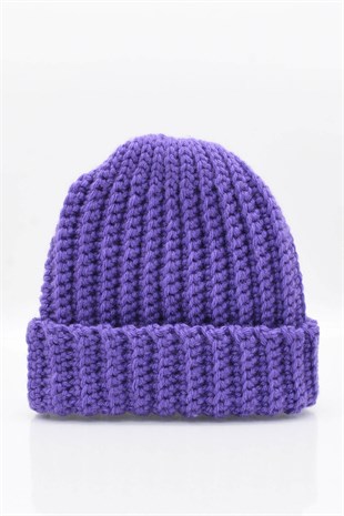 Womens Handmade Purple Beanie