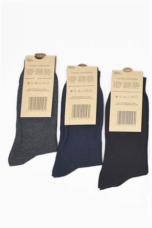 Erkek Pamuklu 3 Çift Çorap Kokulu 40-44