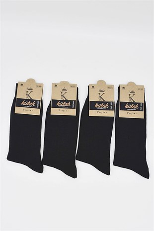 Erkek Pamuklu Siyah 4 Çift Çorap Kokulu 40-44