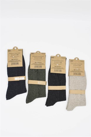 Erkek Yün 4 Çift Çorap 40-44