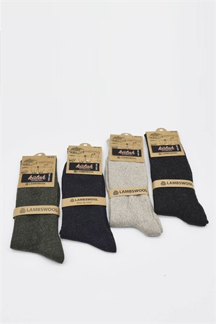Erkek Yün 4 Çift Çorap 40-44