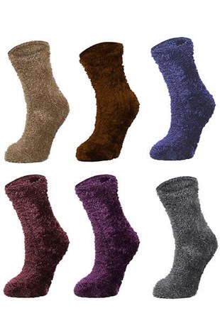 Kadın 6 Çift Peluş Termal Uyku Çorabı 36-40