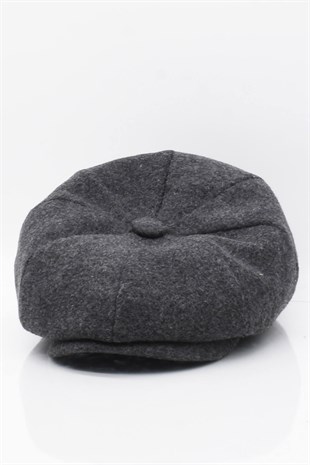 İtalyan Kasket Antrasit Erkek Şapka Yün Kep