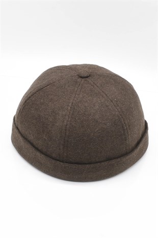 Brown Hiphop Docker Hat Winter Metal Buckle Adjustable Flat Cap