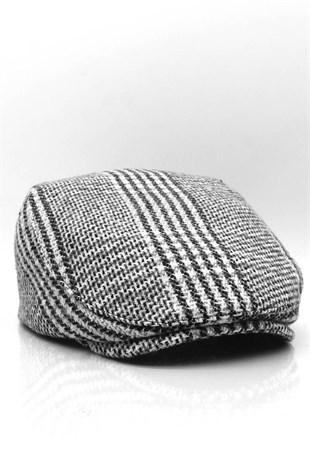 Mens Brood Black Plaid Winter Flat Cap Hat