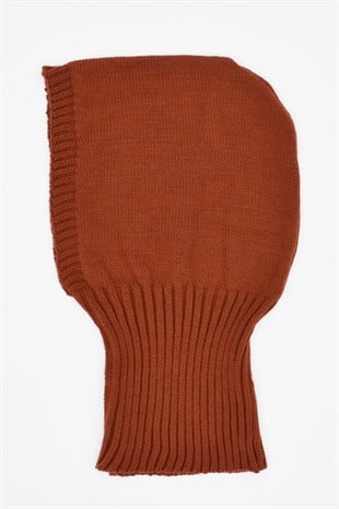 Balaclava Womens Knit Snow Mask Beanie Neck Collar Brick Color