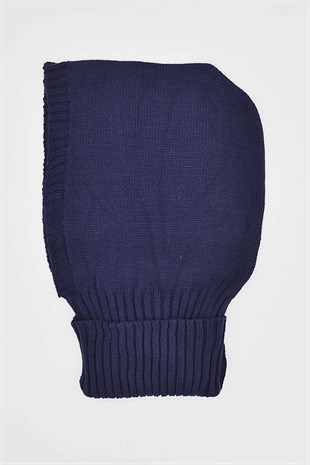 Balaclava Womens Knit Snow Mask Beanie Neck Collar Dark Navy