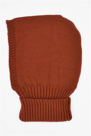 Balaclava Womens Knit Snow Mask Beanie Neck Collar Brick Color