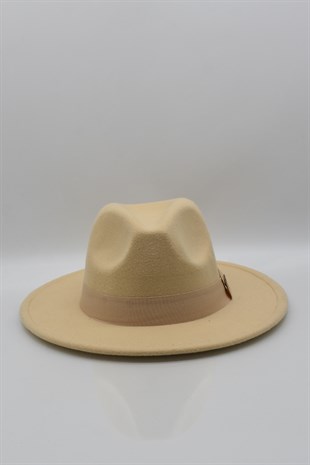 Bej Fötr Şapka Ayarlanabilir İpli Panama Hat