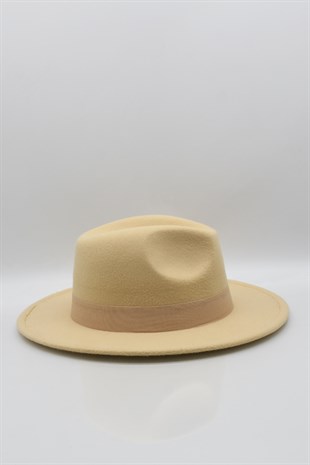 Bej Fötr Şapka Ayarlanabilir İpli Panama Hat